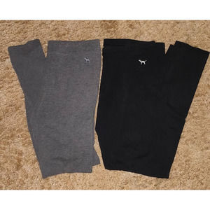 PINK by V.S. LEGGINGS BUNDLE BLACK & GRAY SIZE MEDIUM (waist-cuff 33")